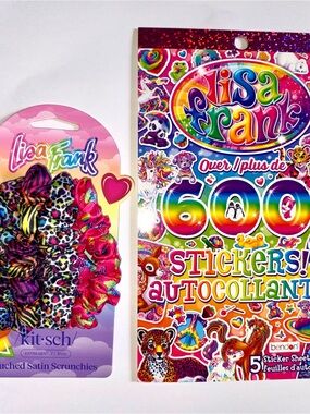 Kitsch X Lisa Frank Ruched Satin Scrunchies 4ct & 600 Pack Of Lisa Frank Sticker